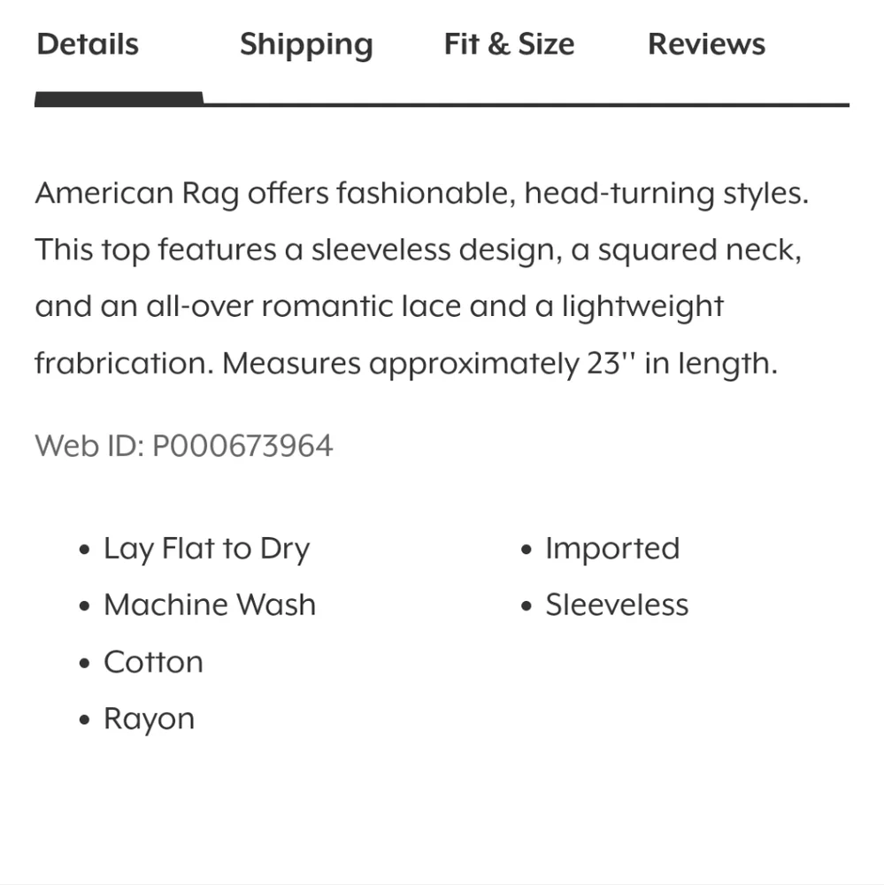 NWT American Rag Lace Tank Top Size XS - Picture 3 of 7